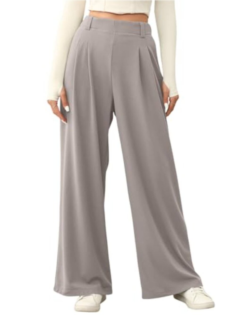 Wide Leg Palazzo Pants Women High Waisted Elastic Waffle Knit Trousers with